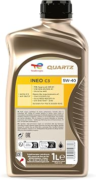 TotalEnergies QUARTZ INEO C3 5W40 Advanced Synthetic Motor Oil - ACEA C3, API CF/SN - Approved by MB-Approval 229.51, VW 505.00/505.01, PORSCHE A40-1L