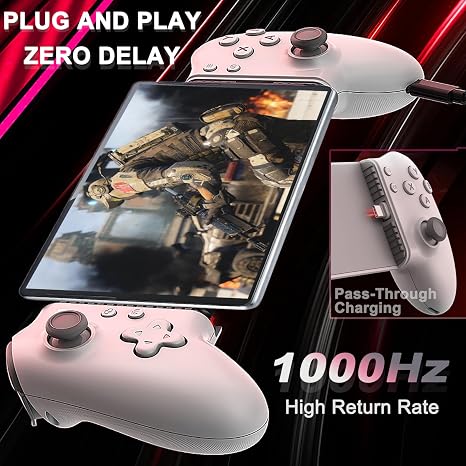 USB C Game Controller for iPad/Tablet (6.7-11in compatible), Plug and Play Gamepad Joystick, Remote Play Controller for PS5/Xbox/PC, Cloud Game, Hall Rocker/Trigger/Turbo/Macro, Passthrough Charging