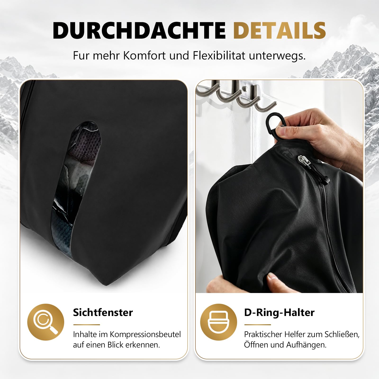 Accenter Vakuumbeutel für Kleidung Reise mit Pumpe,IP68 Koffer Organizer | Wiederverwendbare Aufbewahrungstasche, Vakuum-Platzsparer, Reise-Gadgets für Reise, Kleiderschrank Organizer und Umzug