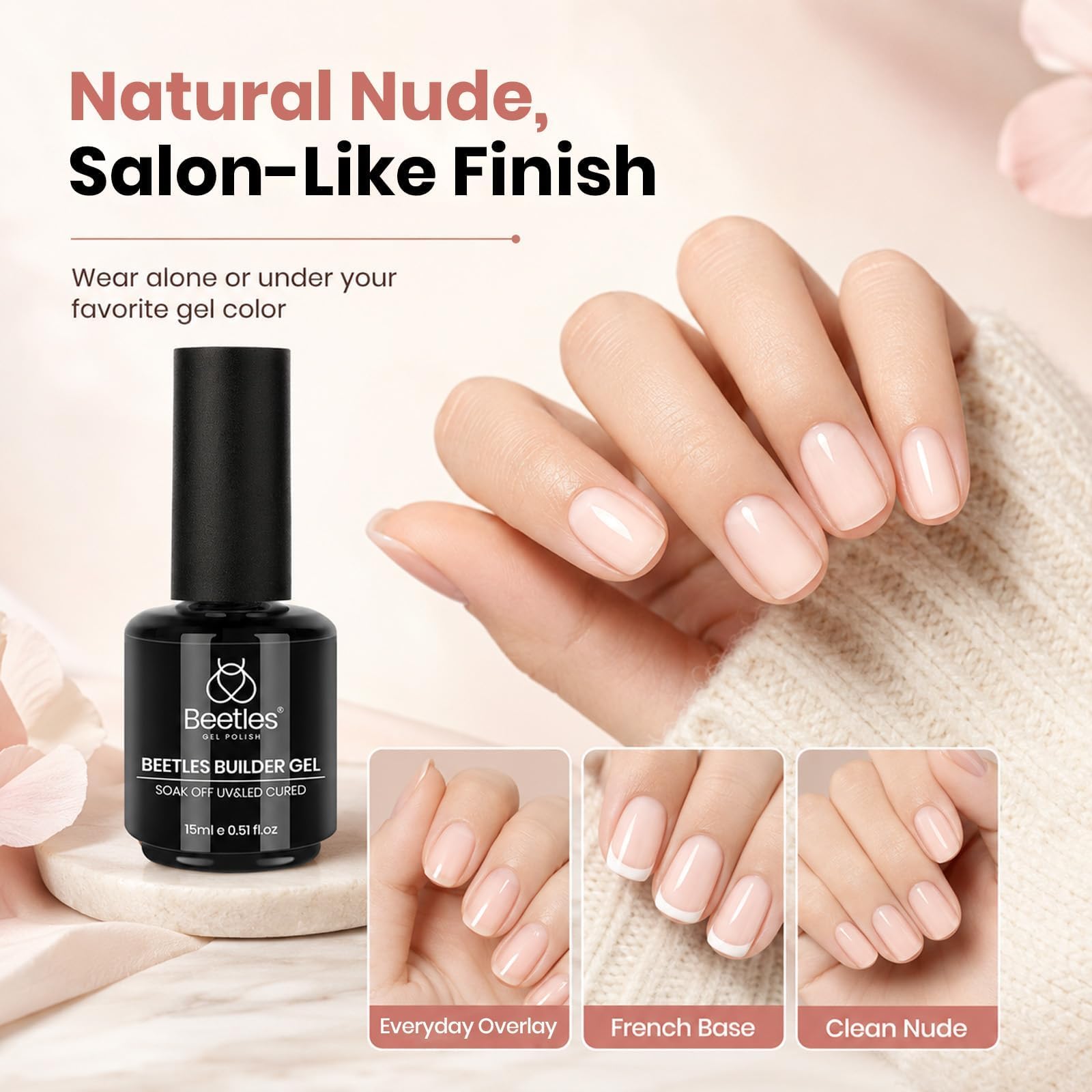 Beetles Builder Gel - Natural Nude Nails -3