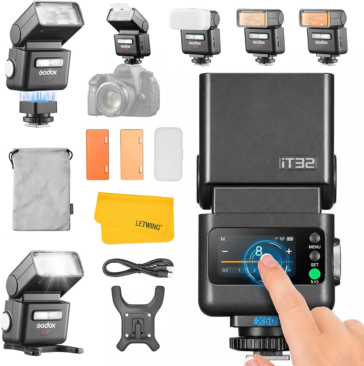 GODOX IT32 TTL Camera Flash with X5O Wireless Flash Trigger for Olympus, 2.4G Wireless Flash HSS 1/8000s, Built-in Receiver & Lithium Battery,510 Full Power Flashes,LED Modeling Light,Magnetic Hotshoe