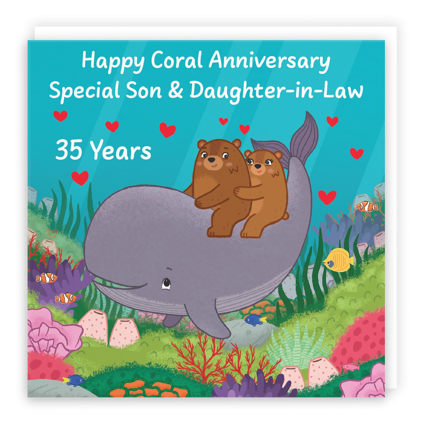 Hunts England, Son And Daughter In Law 35th Anniversary Card, Coral Anniversary, 35 Years