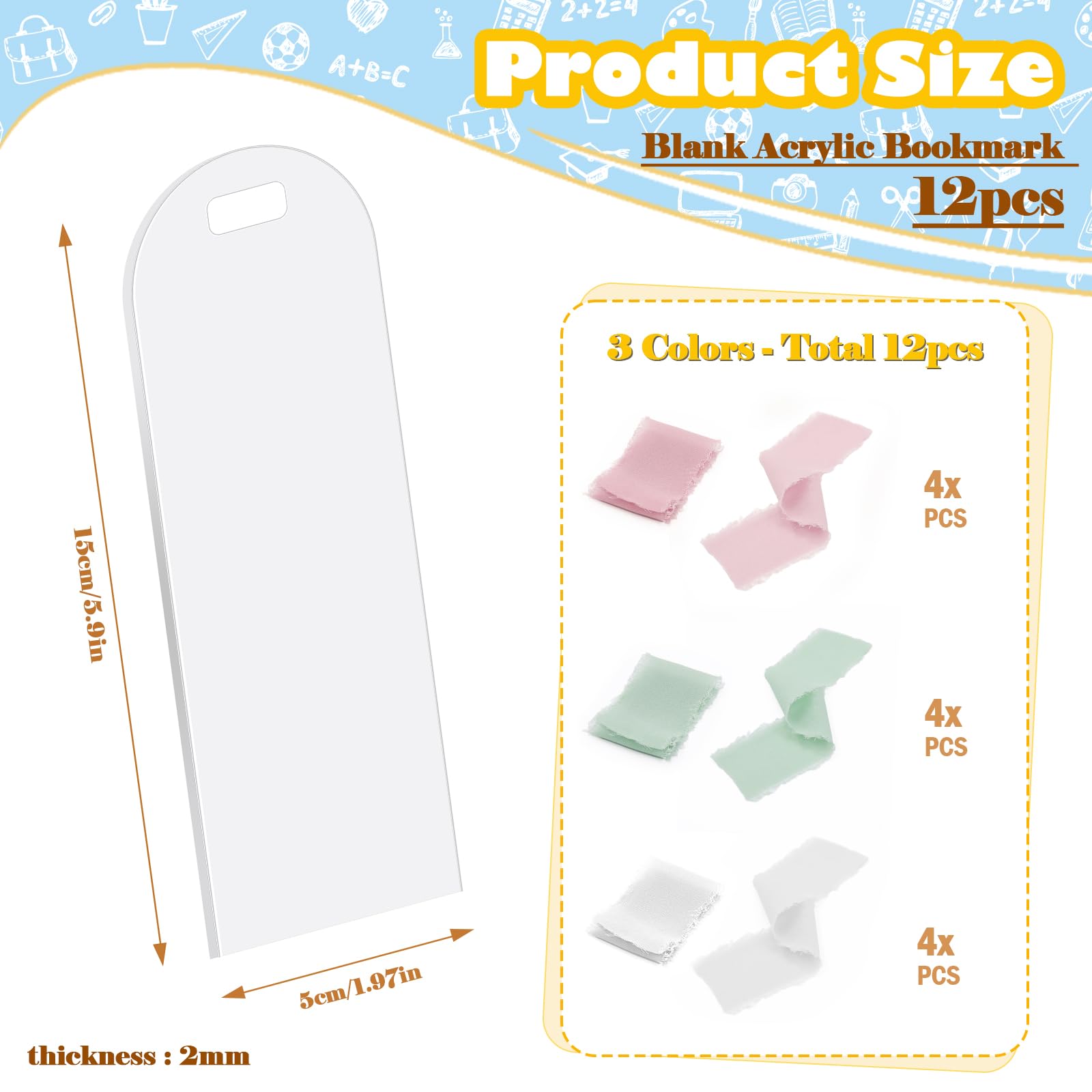 Kit De 73 Marque-pages Vierges En Acrylique - Multicolores Et Transparents - Avec Franges Et Corde - Pour Bricolage Et Personnalisation