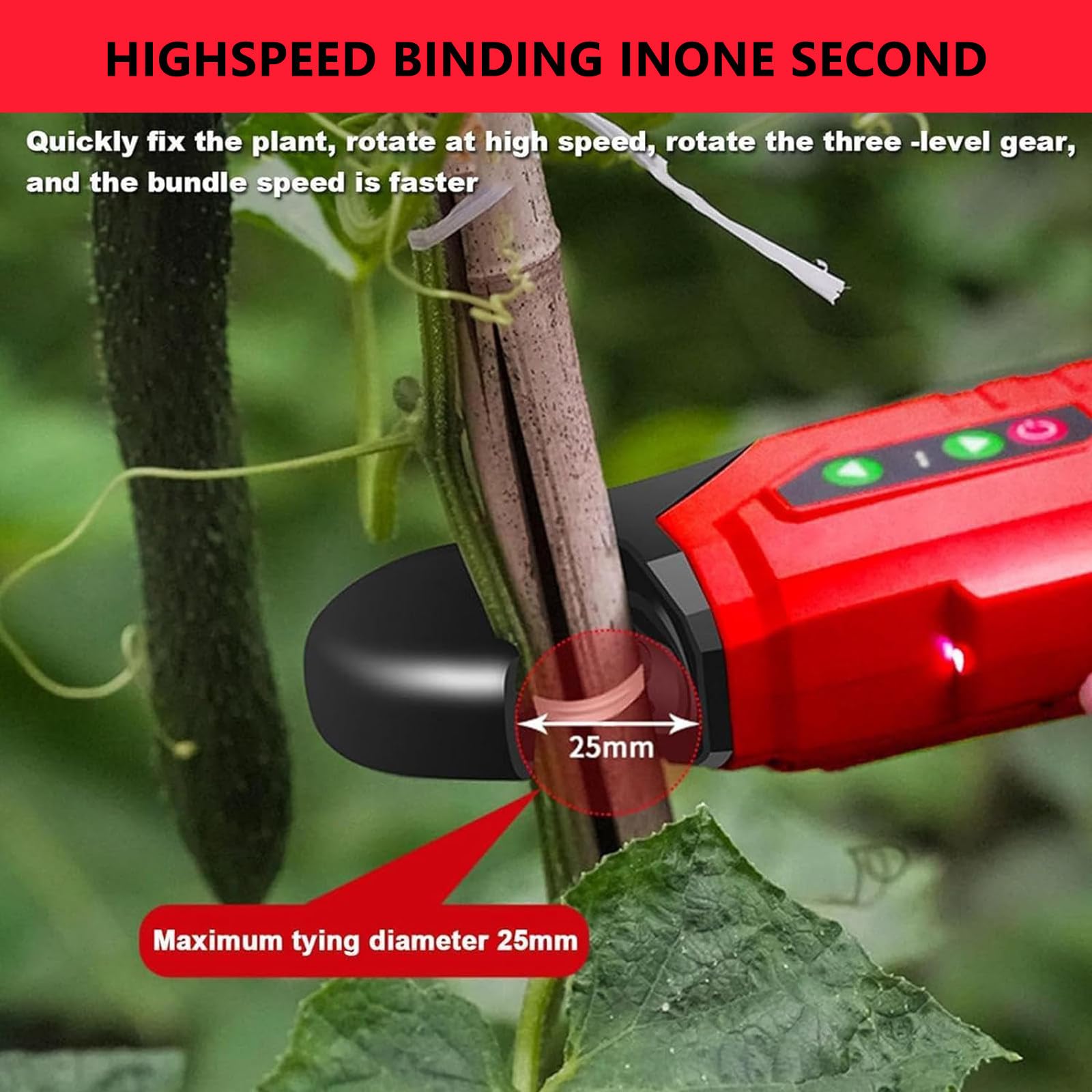 Legatrice elettrica per piante Legatrice per piante per legare pomodori, peperoni e cetrioli in modo rapido e semplice, ideale per giardinieri agricoltori, compresi pezzi di ricambio,2batteries