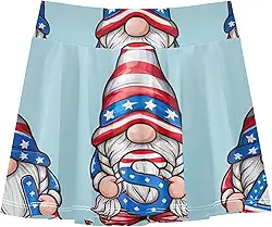 Shorts atléticos para meninas gnomos EUA American Patriotic Tennis Saias de ginástica para meninas adolescentes 3-4t