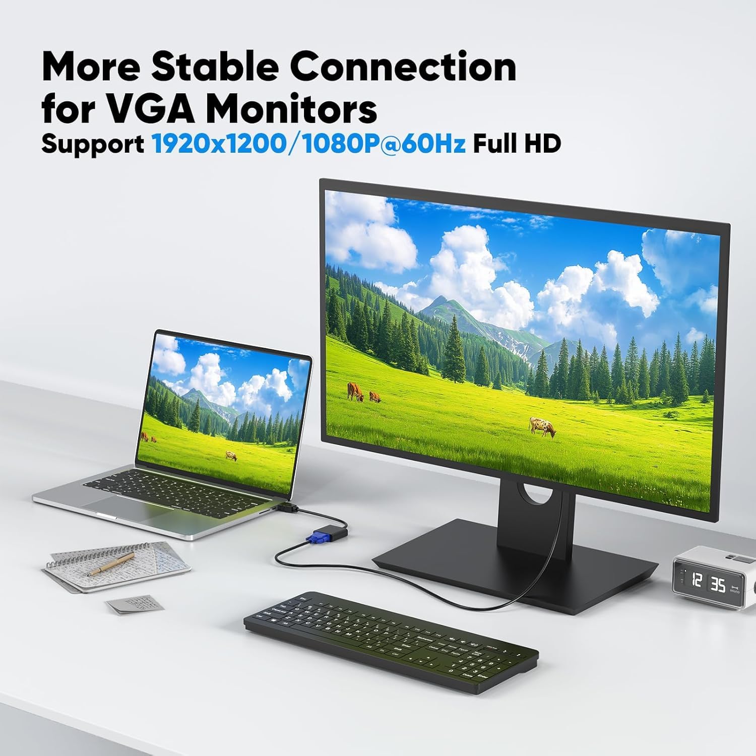 Paquete de 30 adaptadores HDMI a VGA, adaptadores unidireccionales HDMI a VGA macho a hembra chapados en oro para monitor, proyector, HDTV, laptop, computadora, computadora, Chromebook, Roku