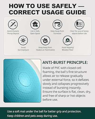 Miniatura 2 de Trideer Pelota de ejercicio para yoga, pilates y fitness. Equipo de pelota de estabilidad para gimnasio en casa y silla de oficina, accesorios de