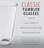 Vista 3 de Juego de 4 Vasos de Cerveza de Pinta – Vasos Altos Transparentes para Beber de 16 oz y Vasos Multiusos – Base Pesada para Cóctel, Agua, Jugo