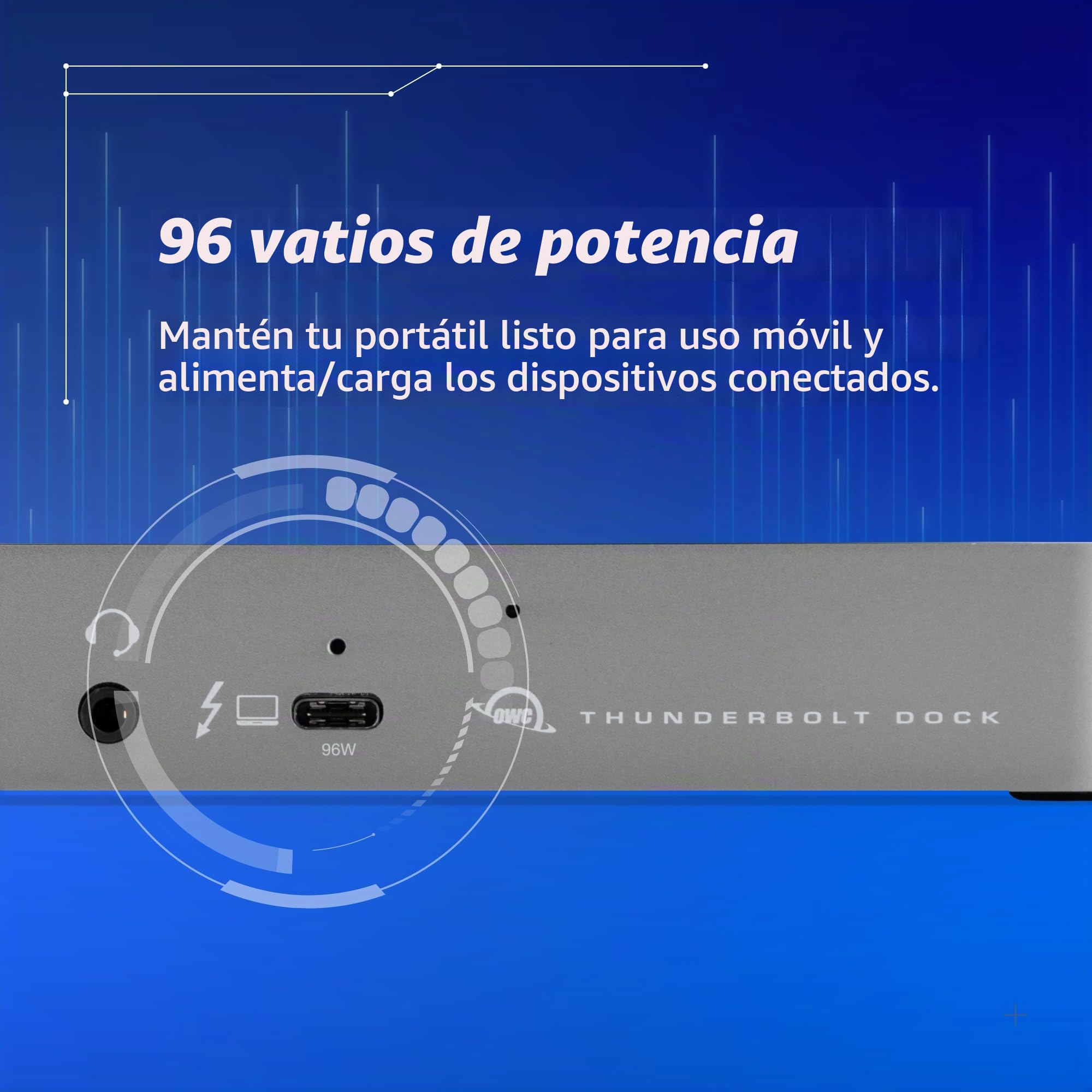 OWC Thunderbolt Dock con 11 Puertos, Pantallas 8k, 2X 4k @ 60Hz, 1x 4k @ 120Hz, Gigabit Ethernet, 3X TB4 (USB-C), 3X USB Gen 2 Tipo-A, 1x USB 2, Cable Incluido, Space Grey | Base Thunderbolt 4, 40 Gb/s, carga de 96 W, 3 Thunderbolt 4, 3 USB A de 10 Gb/s,