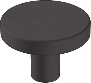 Amerock | Cabinet Knob | Matte Black | 1-3/8 inch (35 mm) Diameter | Versa | 1 Pack | Drawer Knob | Cabinet Hardware