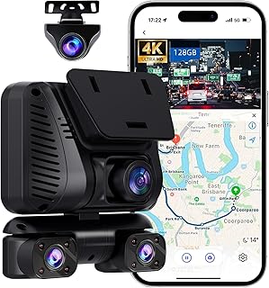 4K Dash Cam with 360° View, 4 Channel Front and Rear Dash Cam for Cars, Built-in 5GHz Wi-Fi GPS, Voice Control, 128G Card,... Price In India