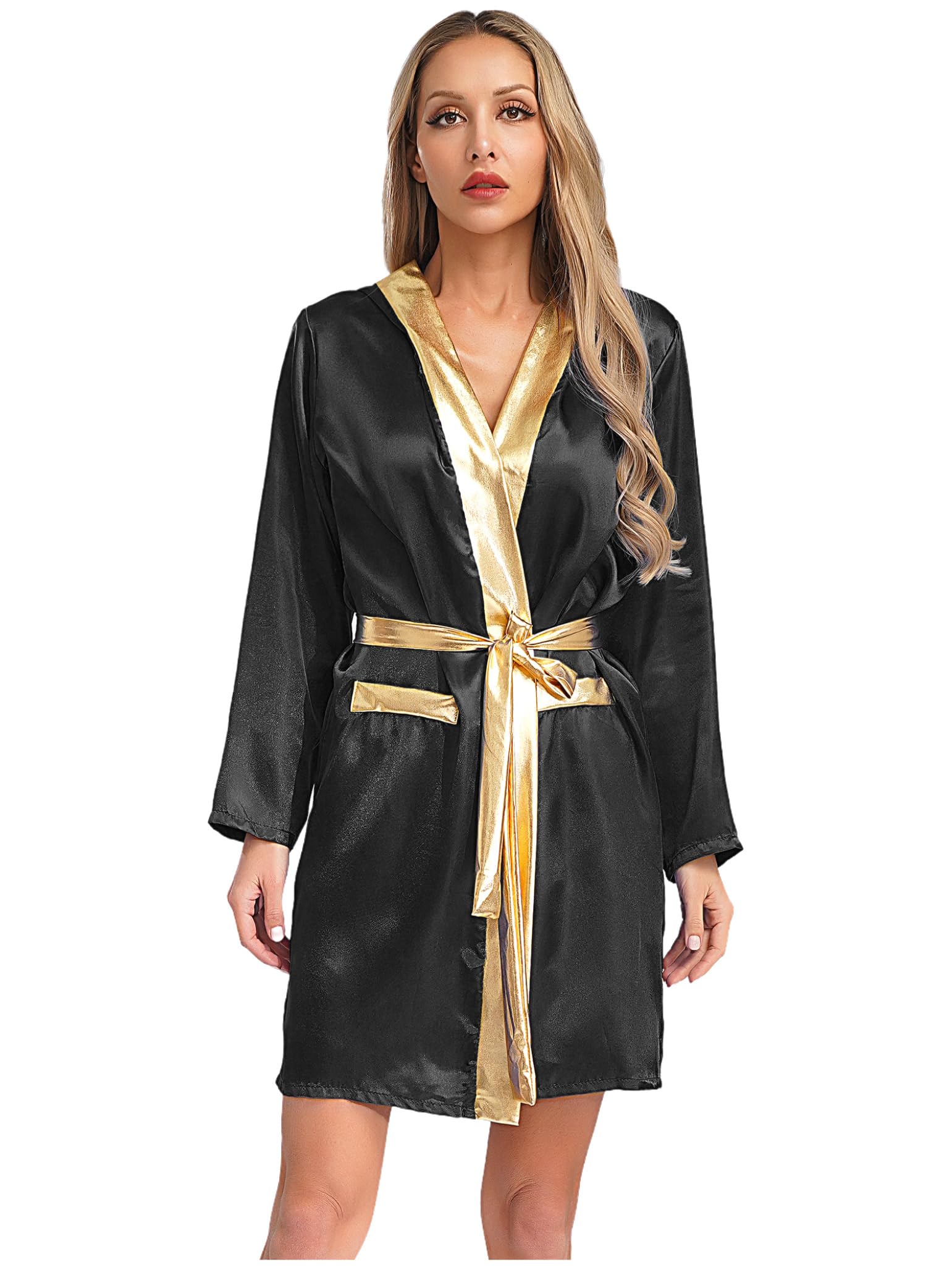 Boxer Kostüm Damen Kapuzenbademantel Langarm Boxermantel Boxrobe Kickboxer Erwachsene Sportanzug
