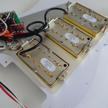 HHH Prewired Loaded Pickguard with Mute Switch Coil Split Humbucker Alnico 5 Pickups 11 Hole for American/Mexican Fender Strat Guitar (3 Ply White Pearl)