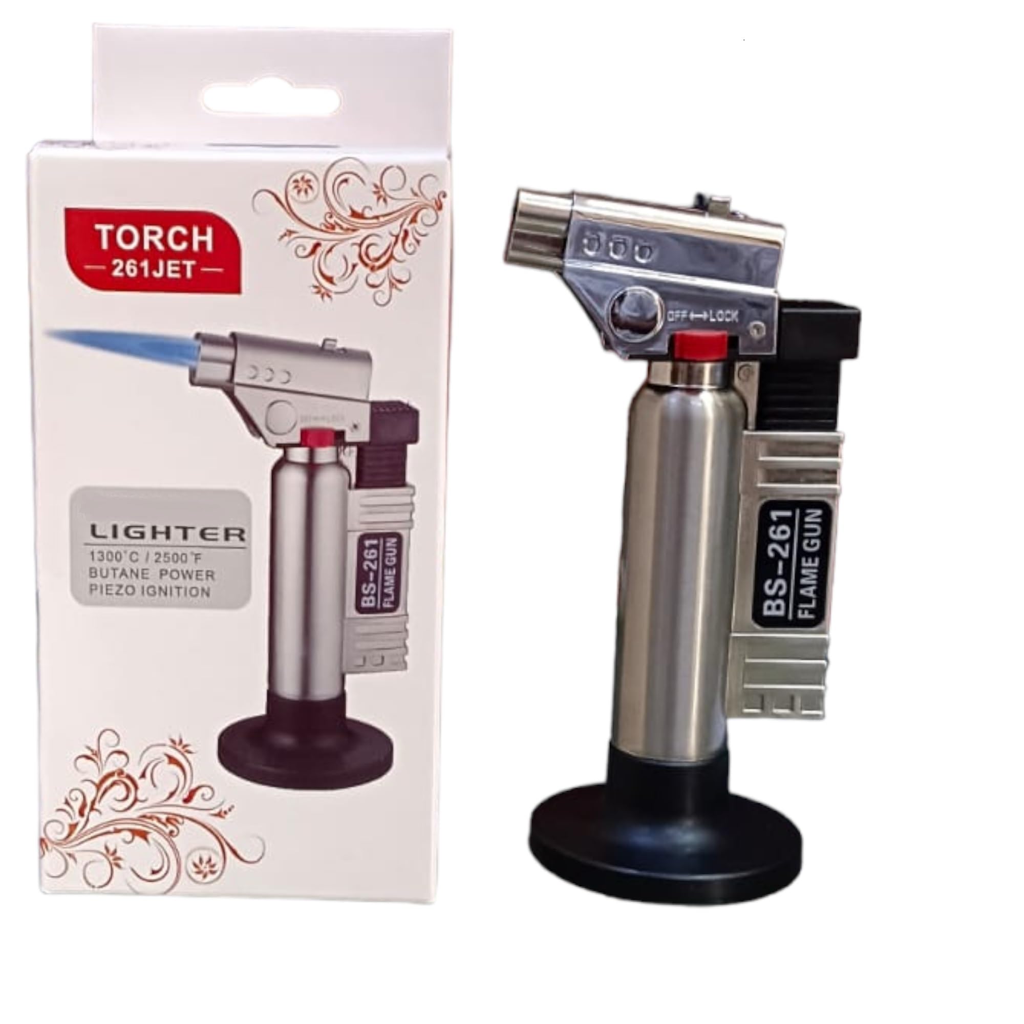Alsaqer Windproof Torch Lighter for Incense, Cigar, Bakhoor, BBQ, Stove, Cooking - Charcoal Culinary Butane Refillable (Butane Not Included)
