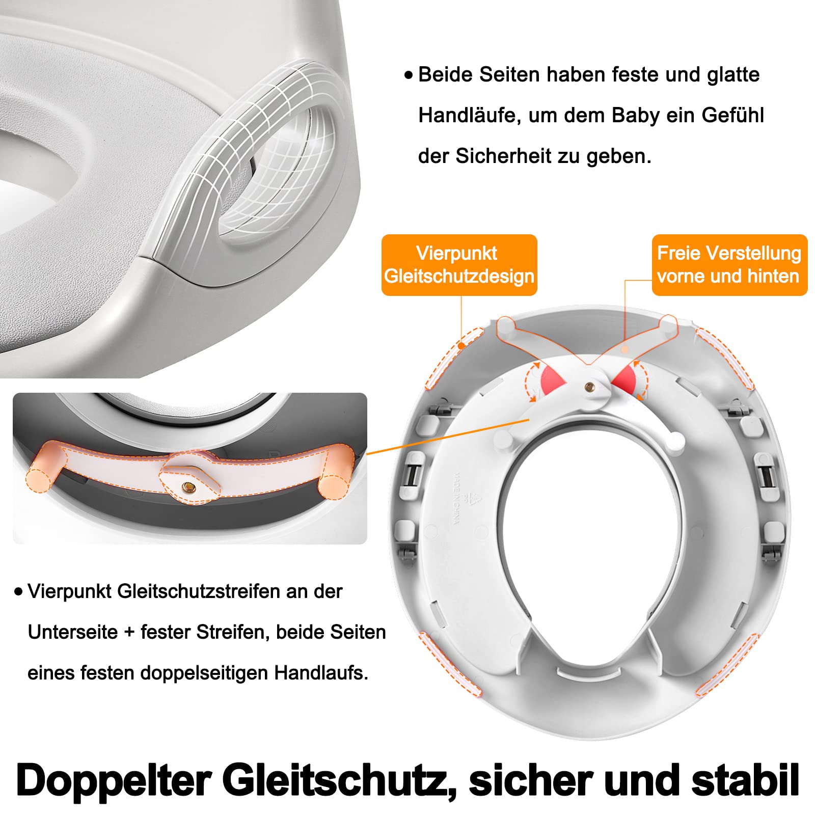 Kinder Toilettensitz WC Sitz, Baby Training Toilettentrainer, Grau