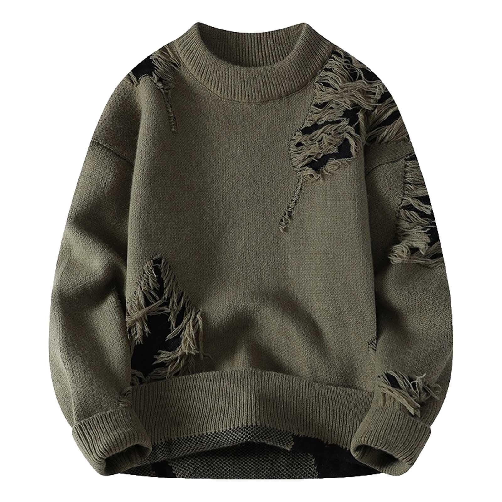 Jersey de punto para hombre, diseño geométrico, cuello redondo, punto grueso, suéter de punto grueso, suéter de punto grueso y trenzado, suéter de Navidad de invierno, suéter suave de punto