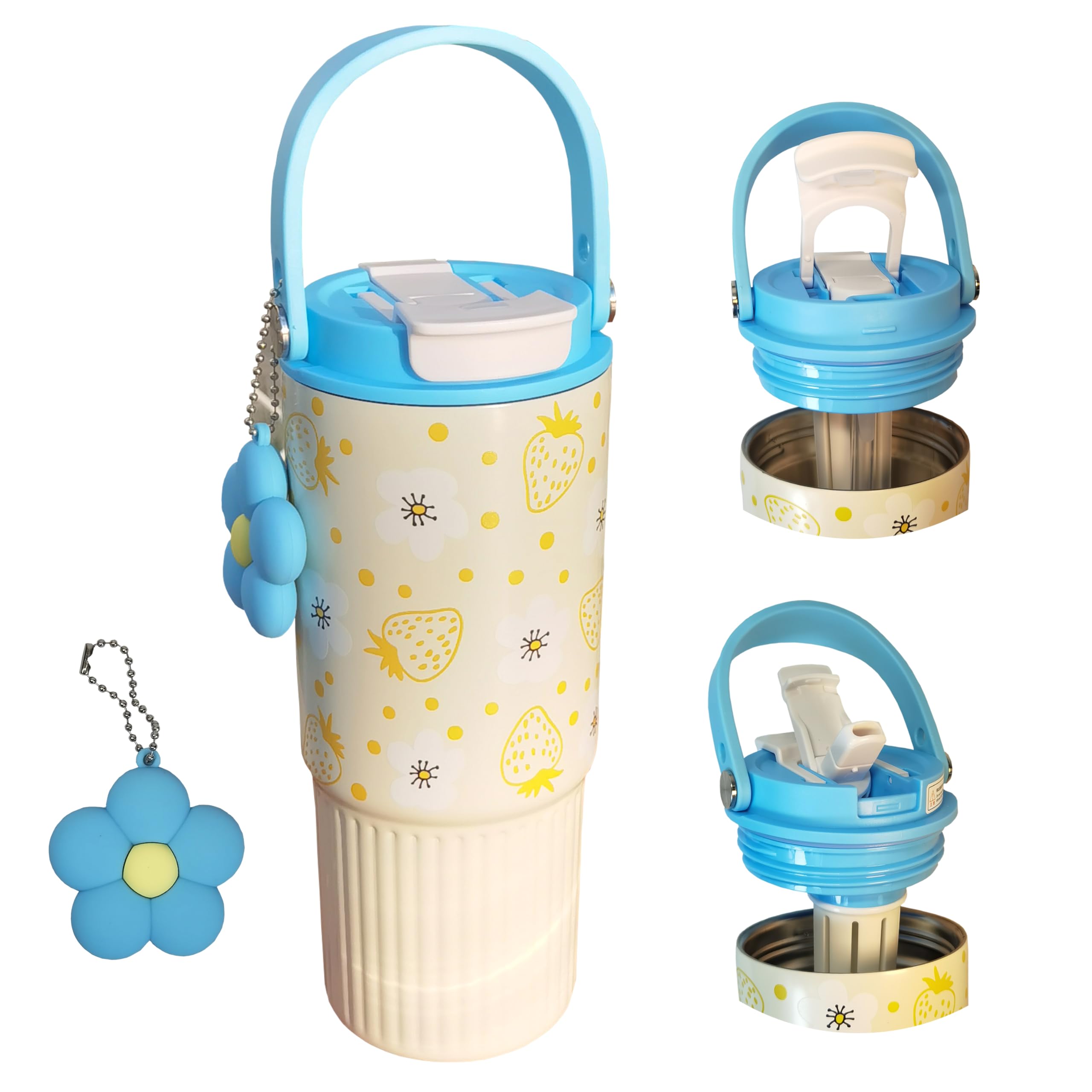 Insulated Water Bottle 24 oz Tumbler with Lids and Straws 100 Leak-Proof Insulated Water Bottle for Kids BPA