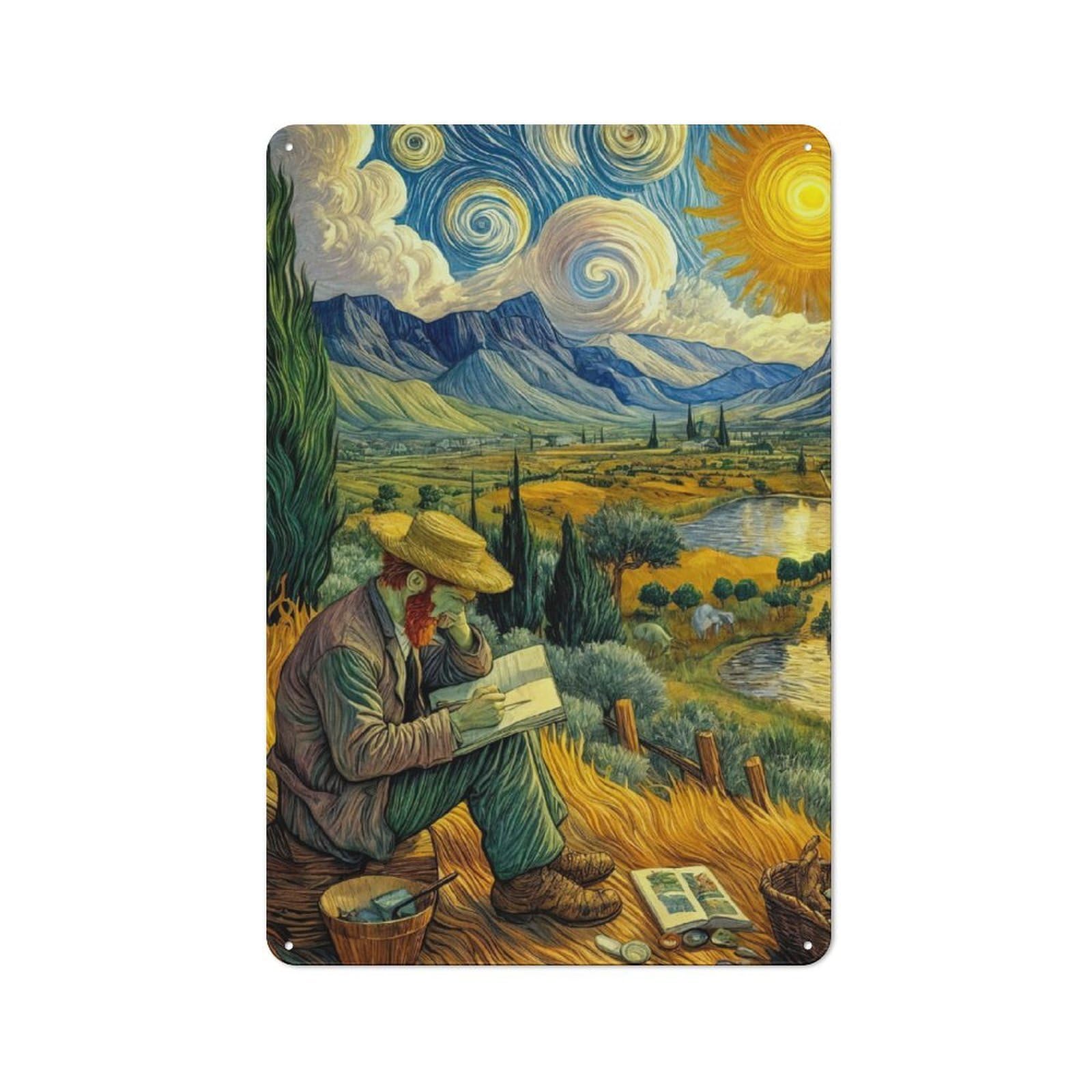 Junmoney Starry Night Inspiration Retro Tin Wall Plaque 30X20cm For Dining Room Or Kitchen, For Home Decor Collectors