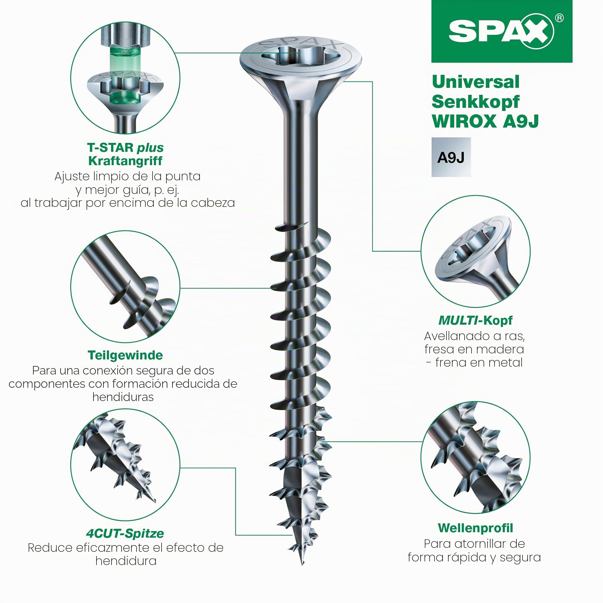 SPAX Juego de bricolaje: 4200 tornillos de rosca parcial con cabeza avellanada en 10 medidas para la construcción en madera, trabajos en interiores y exteriores, tamaño Smart - 5000009100019
