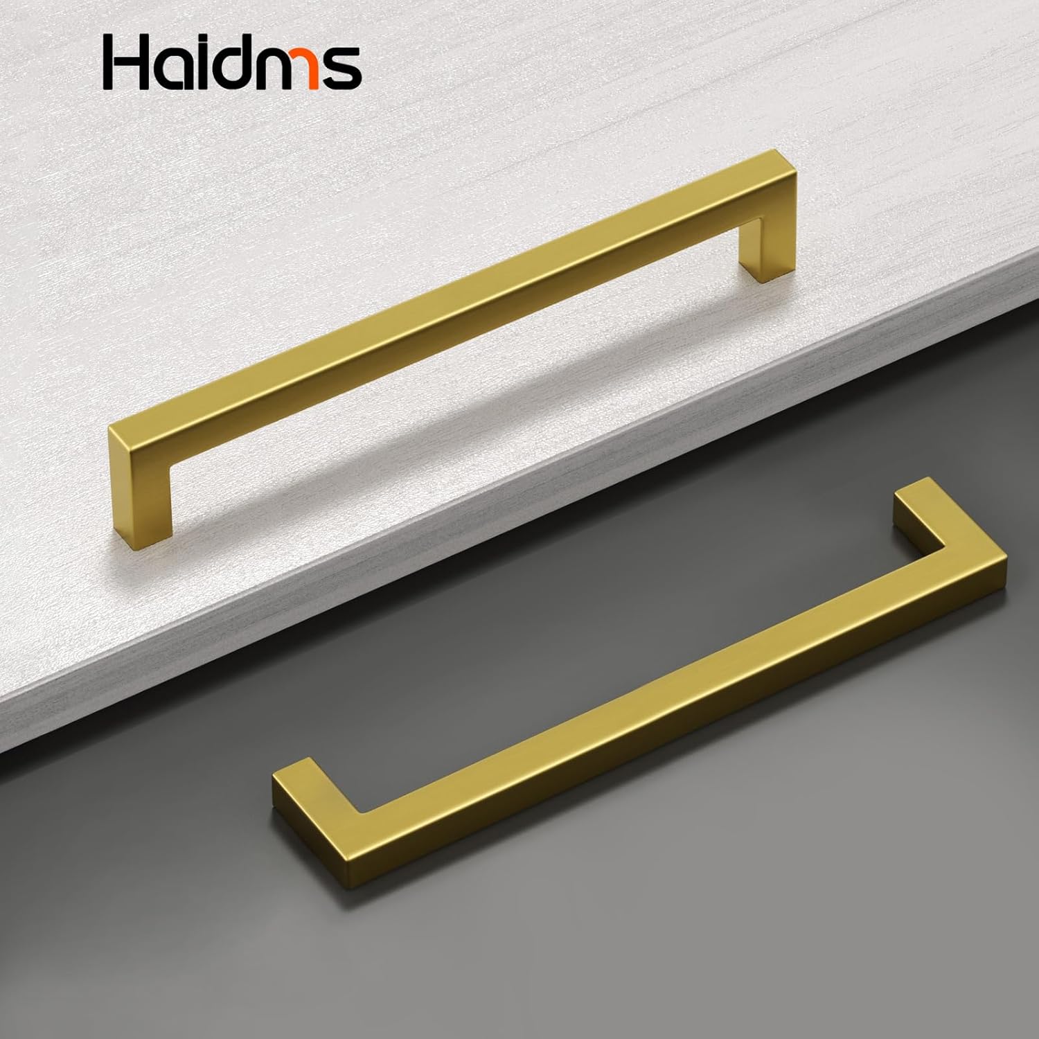 Haidms 30 Pack | 7 9/16 Inch Gold Cabinet Handles Brushed Gold Drawer Pulls Stainless Steel Cabinet Hardware Square Bar Modern Cabinet Handles for Kitchen Bathroom Cupboard
