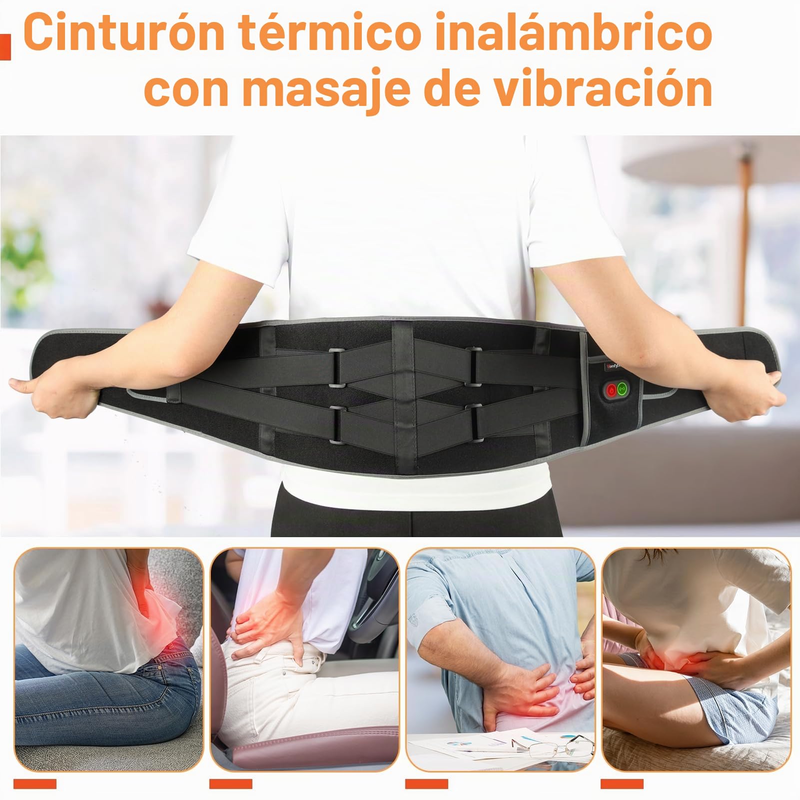 Comfytemp Almohadilla Eléctrica Lumbar, Esterilla Electrica Para La Cintura Con 3 Modos De Calefacción Rápida Y Masaje, Manta Electrica para la Zona Lumbar y Abdominal, Para Aliviar El Dolor