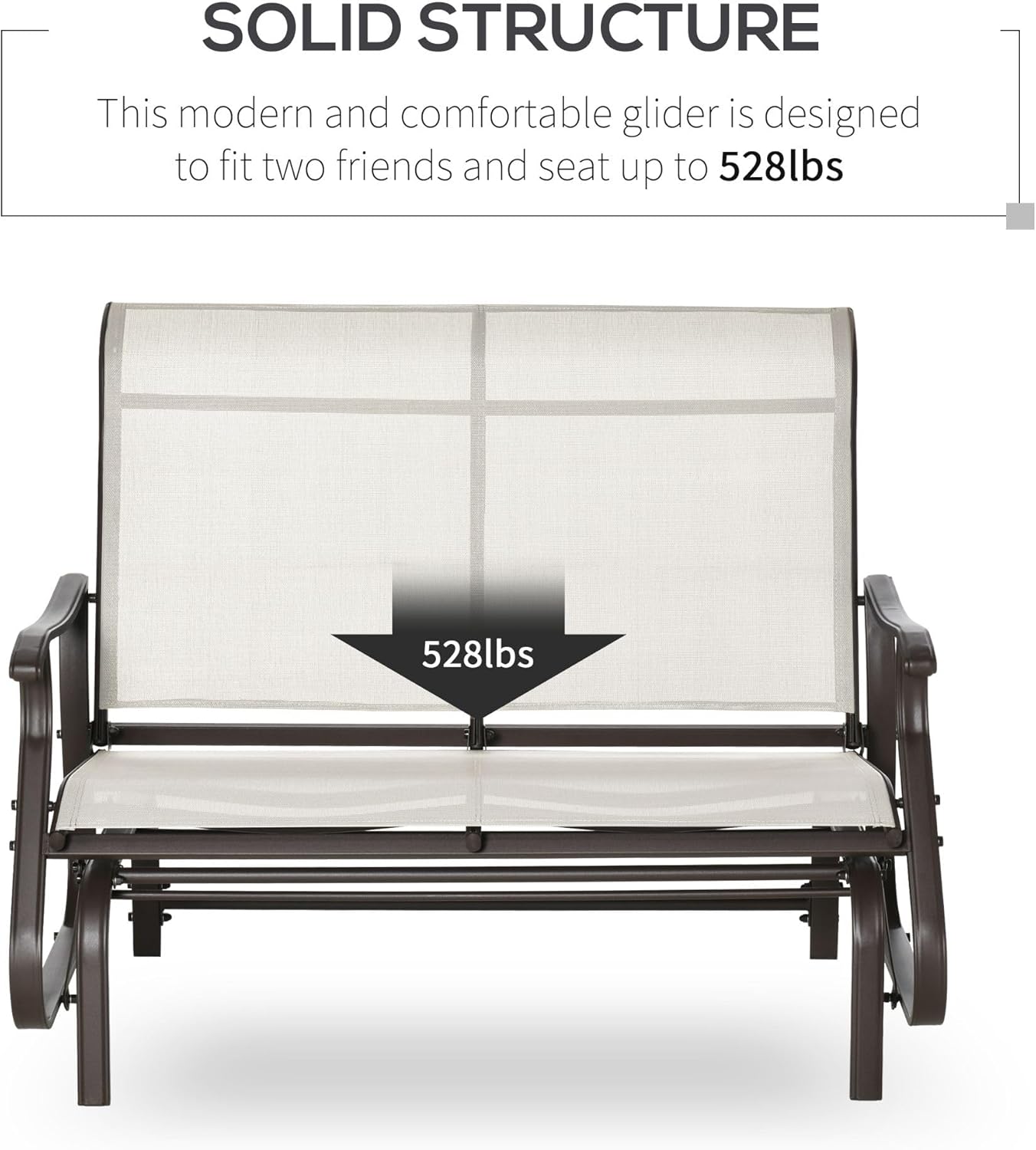 Outdoor Double-Seat Glider Bench for Patio and Balcony