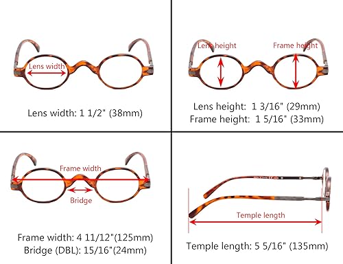 Miniatura 3 de Paquete de 5 mini gafas de lectura redondas ovaladas con lectores de sol de templo de primavera