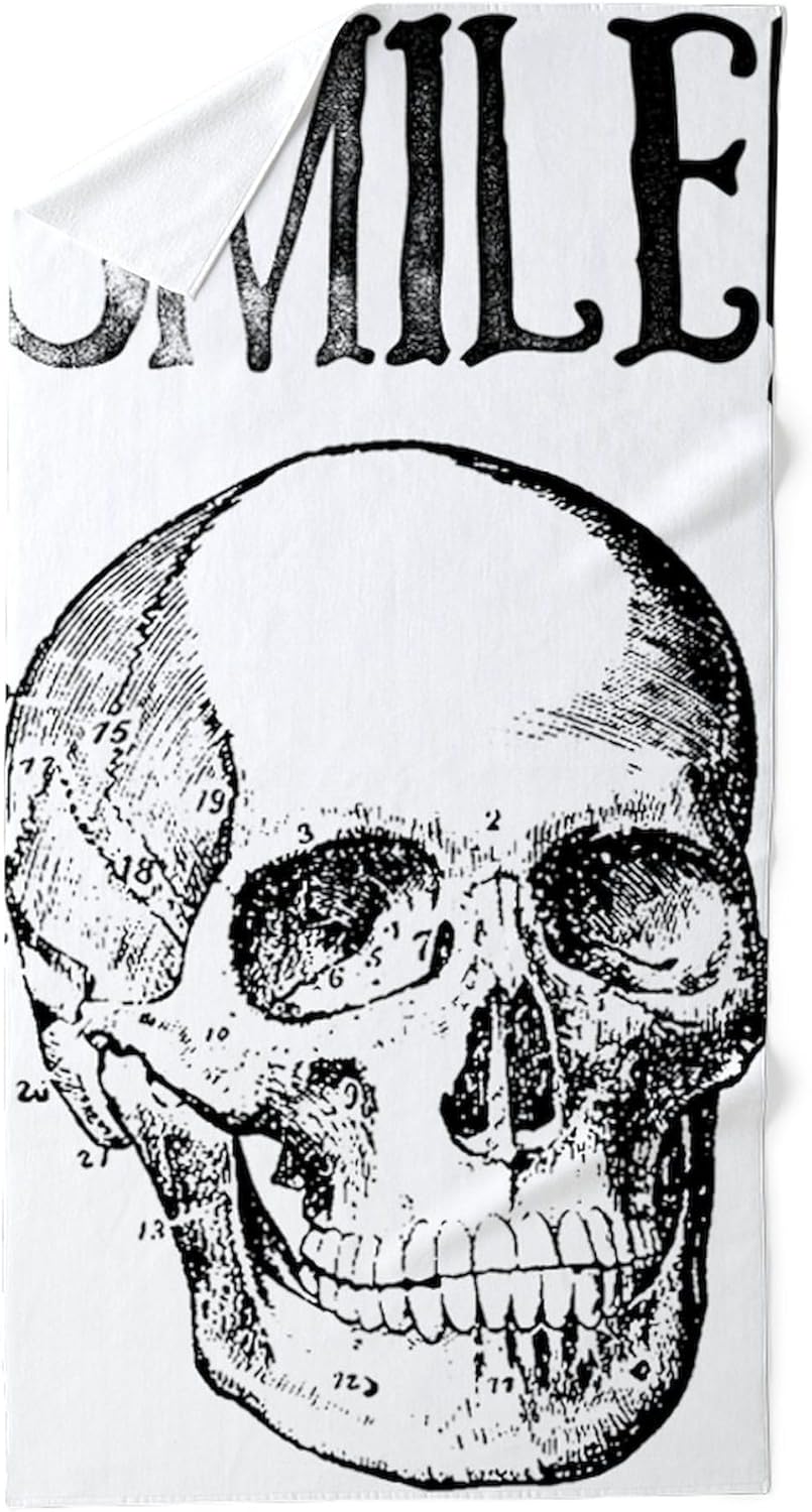 CafePress Smile Skull Smiling 30"x60" Absorbent Cotton Back, Soft Beach, Pool Towel