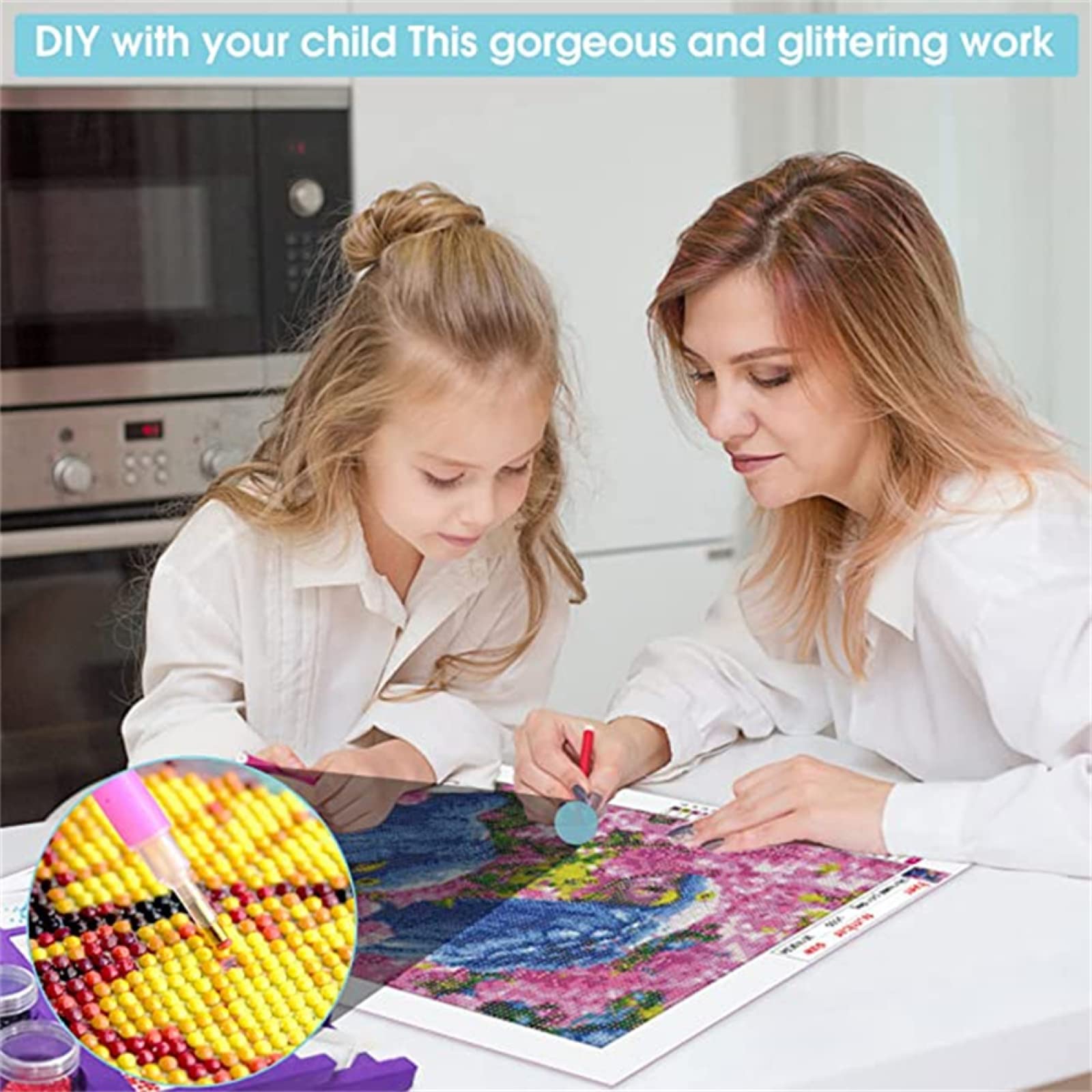 Diamond Painting Kit Leopardo delle Nevi 5D Fai da Te Pittura Diamante Adulti Bambini Completo Cristallo Strass Mosaici Ricamo Punto Croce Craft Arts for Home Wall Decor Round Drill,40x50cm