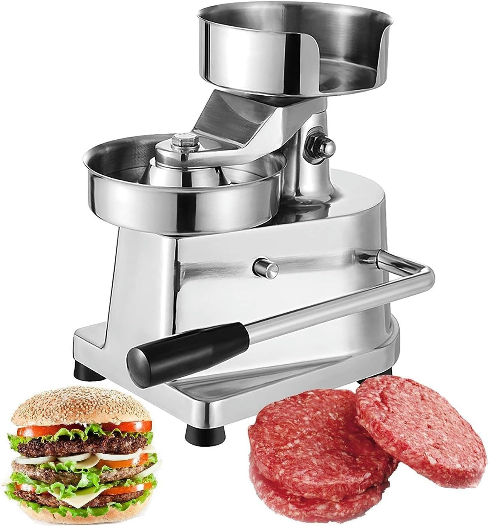 Kommerzielle Burgerpresse, manueller 5-Zoll-Patty-Maker, Hamburger-Formmaschine, Edelstahl-Grillform-Fleischmaschine, for Patties