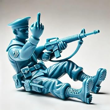 Funny Green Army Men & Blue Navy Statues - Middle Finger Resin Soldiers for Desk Pranks, Military Gag Gifts Adults 1-3PCS(Blue,3)