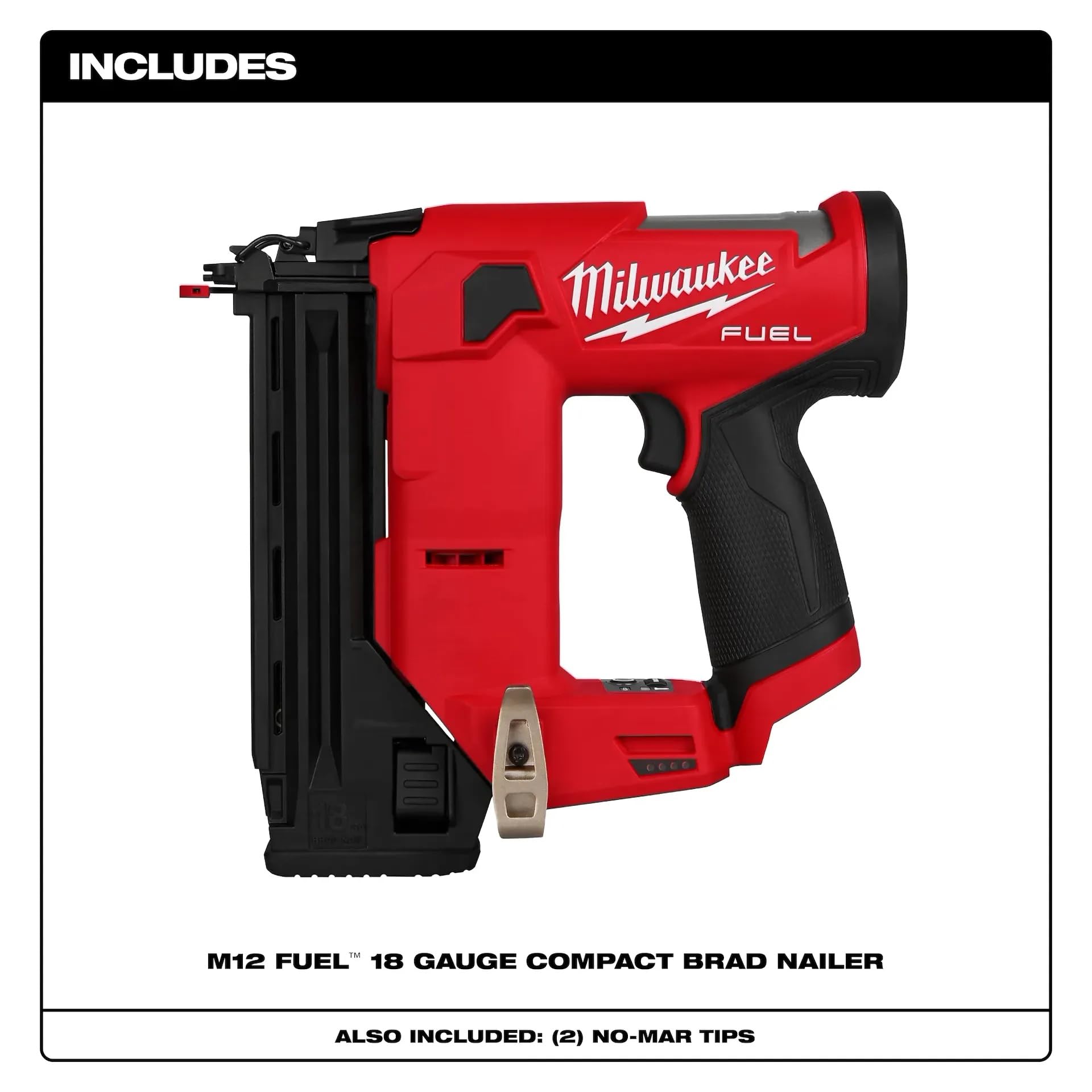 Chiodatrice a Testa compatta Senza spazzole M12 Fuel da 12 Volt Lithium-lon 18 Gauge (Solo Strumento)