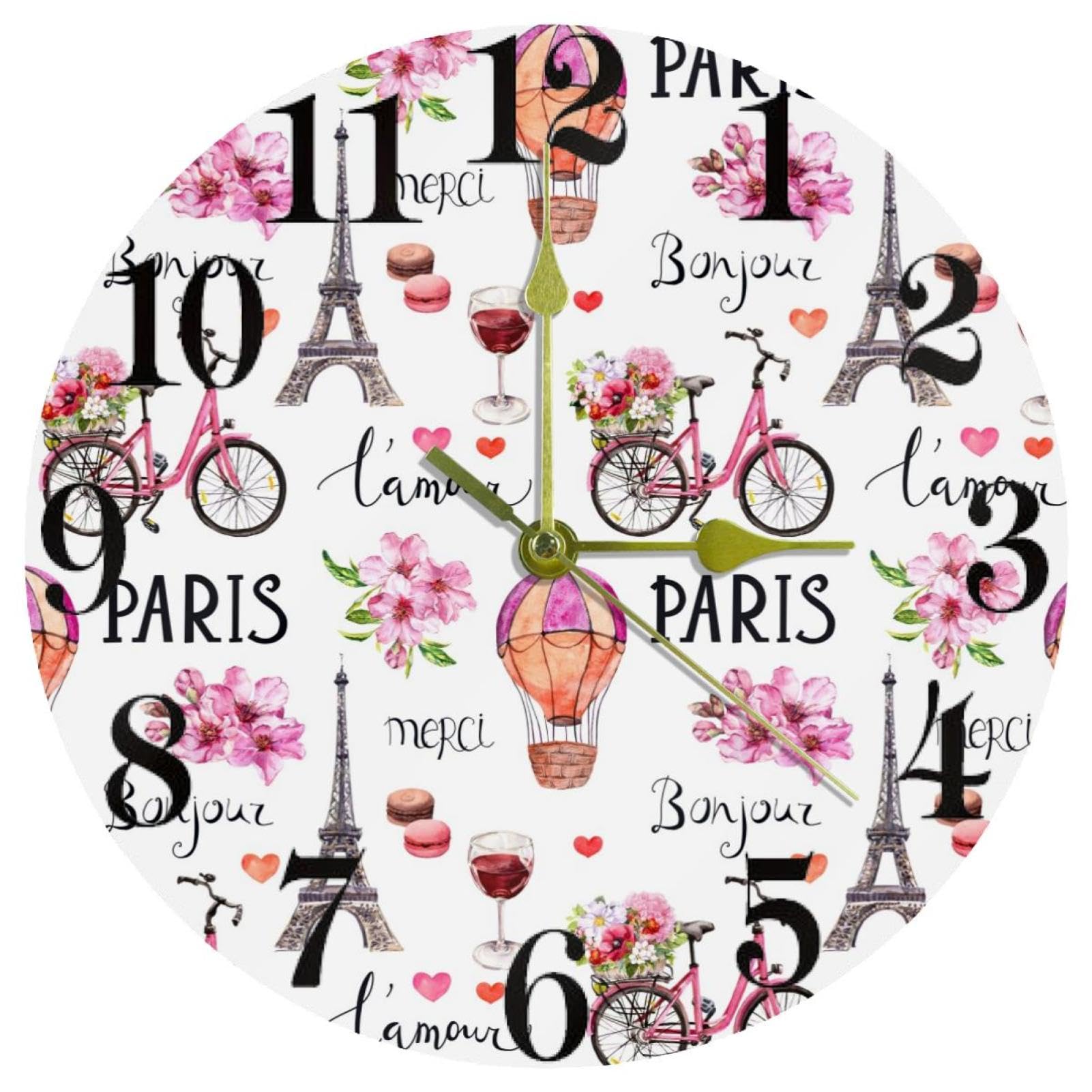 Horloge murale décorative pour école et maison style montgolfière vintage