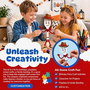 Fork Craft Kit, 100 Set DIY Sporks with Pipe Cleaners and Googly Eyes | Plastic forks, craft sticks, pipe cleaners and accessories for creative designs, home projects, parties and group activities