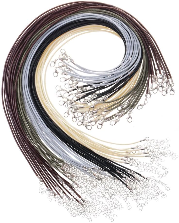 Paxcoo 50Pcs Necklace Cord with Clasp Bulk for Necklace Bracelet(Earth Colors)