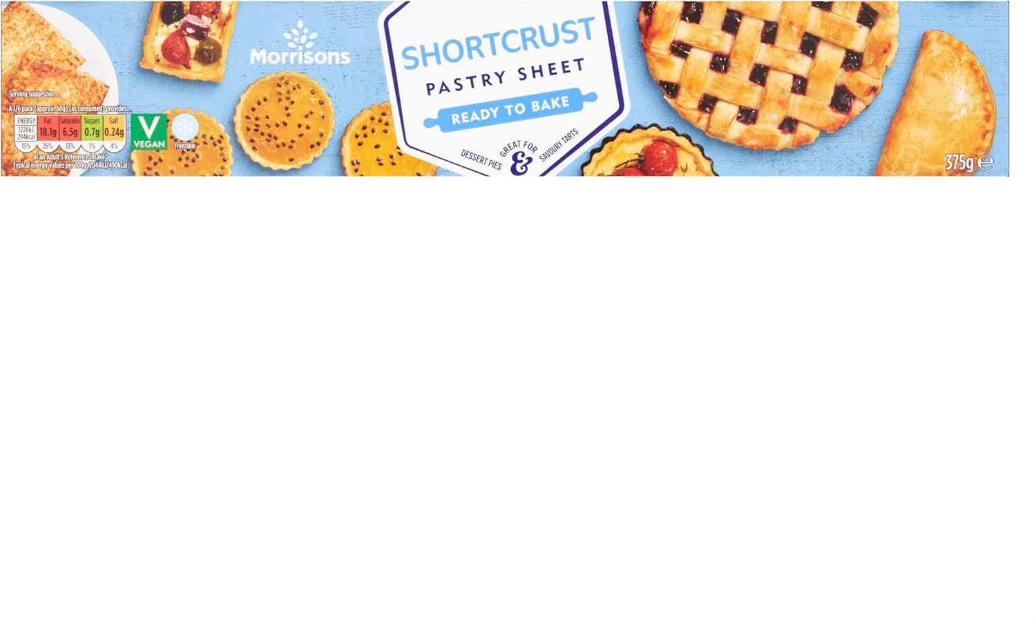 Morrisons Shortcrust Pastry Sheet, 375g Amazon.co.uk Grocery