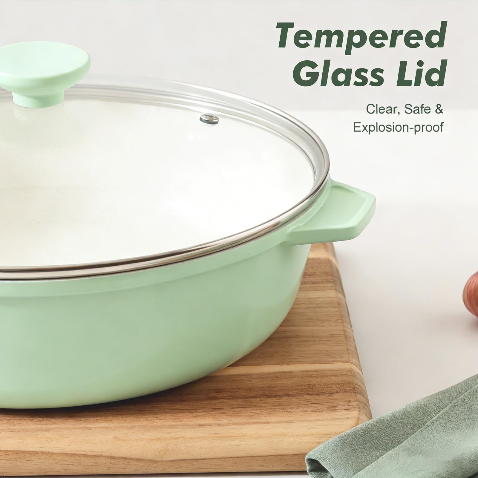 SENSARTE Nonstick Cookware Set 13-Piece, Non Stick Pots and Pans Set with Swiss Granite Coating, Healthy Kitchen Cooking Set, Stay-Cool Handles, PFOA Free: Mint Green