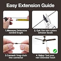 Vista 6 de SmoTecQ Extensión de cadena para ventilador de techo de 10 pies, acabado retro de bronce antiguo, cadena de bola hueca de 0.118 pulgadas