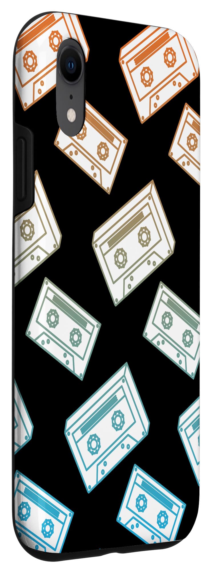Retro Cassette Pattern Black Graphic Case for iPhone XR - Image 3
