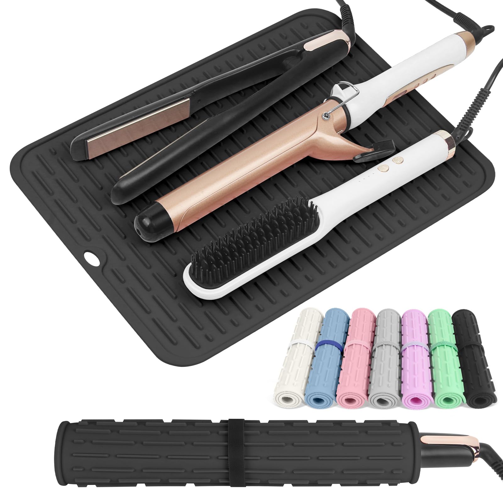 AMIJEAL Hitzebeständige Silikonmatte für Haarwerkzeuge (36,1 x 27,9 cm)