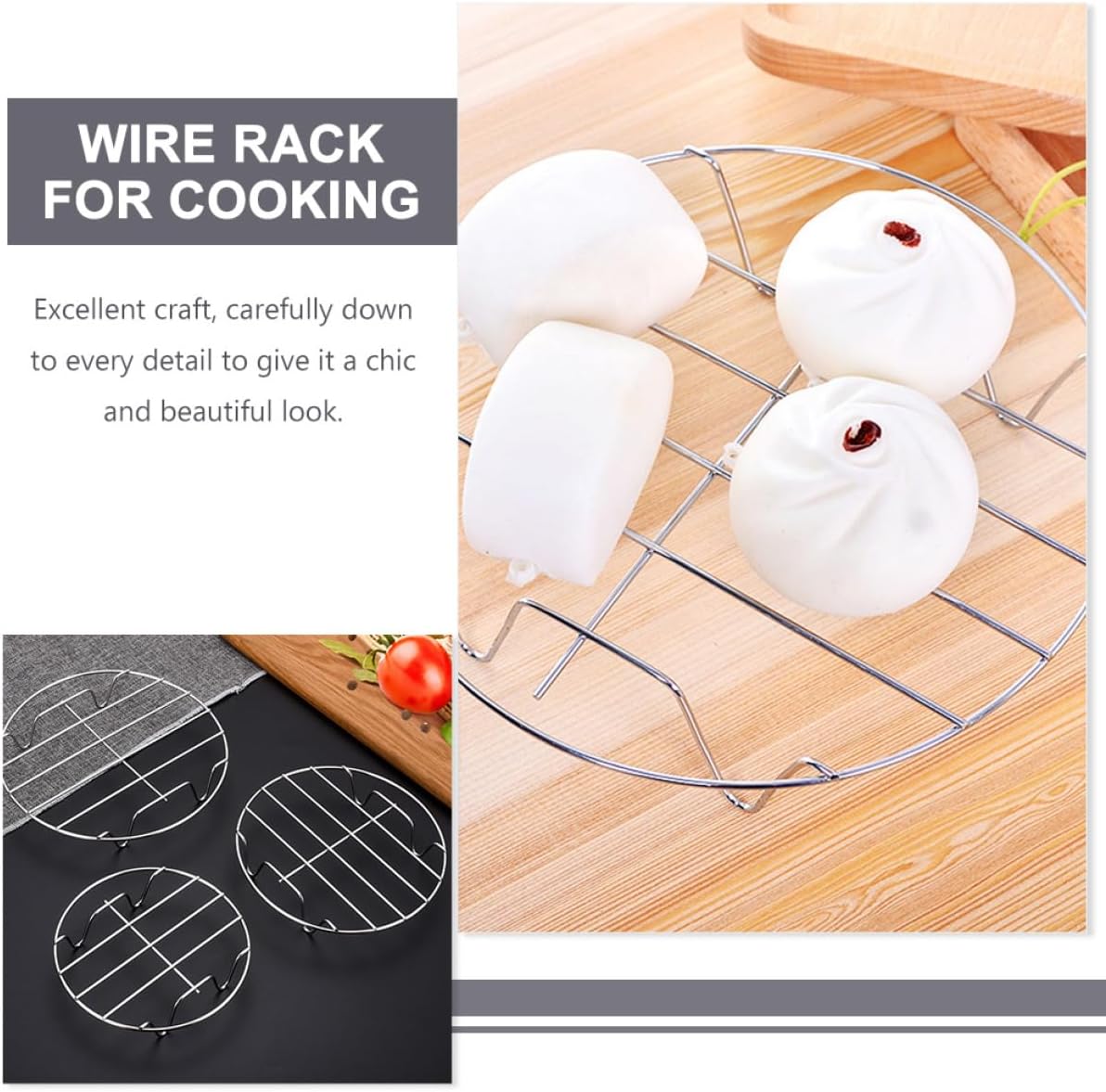 MAGICLULU 1Set Steaming and Cooling Rack Multi Functional Cooking Rack for Even Steaming Baking and Cooling Includes for Versatile Kitchen Use