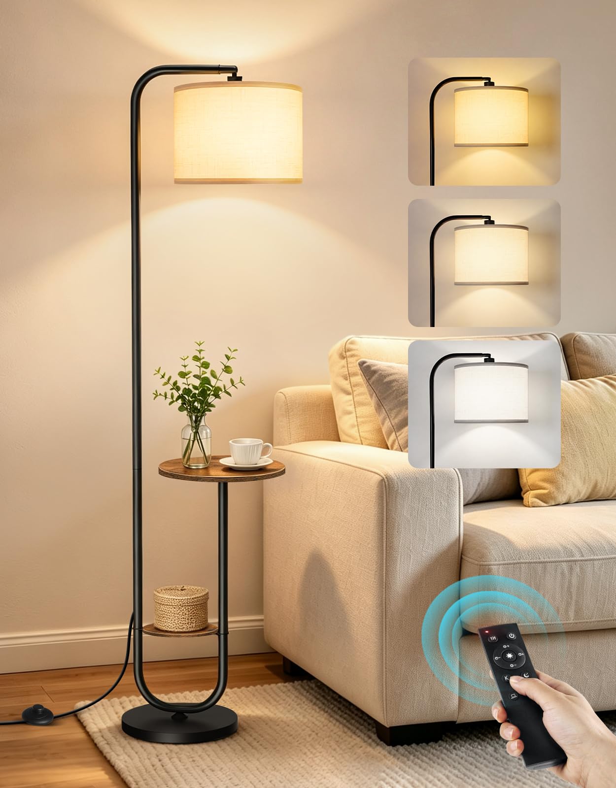 Stehlampe mit Tisch, dimmbare 12 W LED Standleuchte