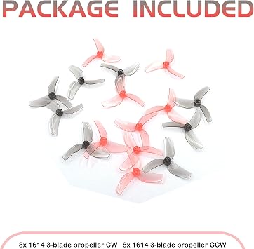 16pcs GEMFAN 1614 3-Blade Propeller 40mm Props 1.5mm Hole TinyWhoop Propellers for 0802 Brushless Motors, FPV Racing Drone, Toothpick Quadcopters((Gray+Pink)