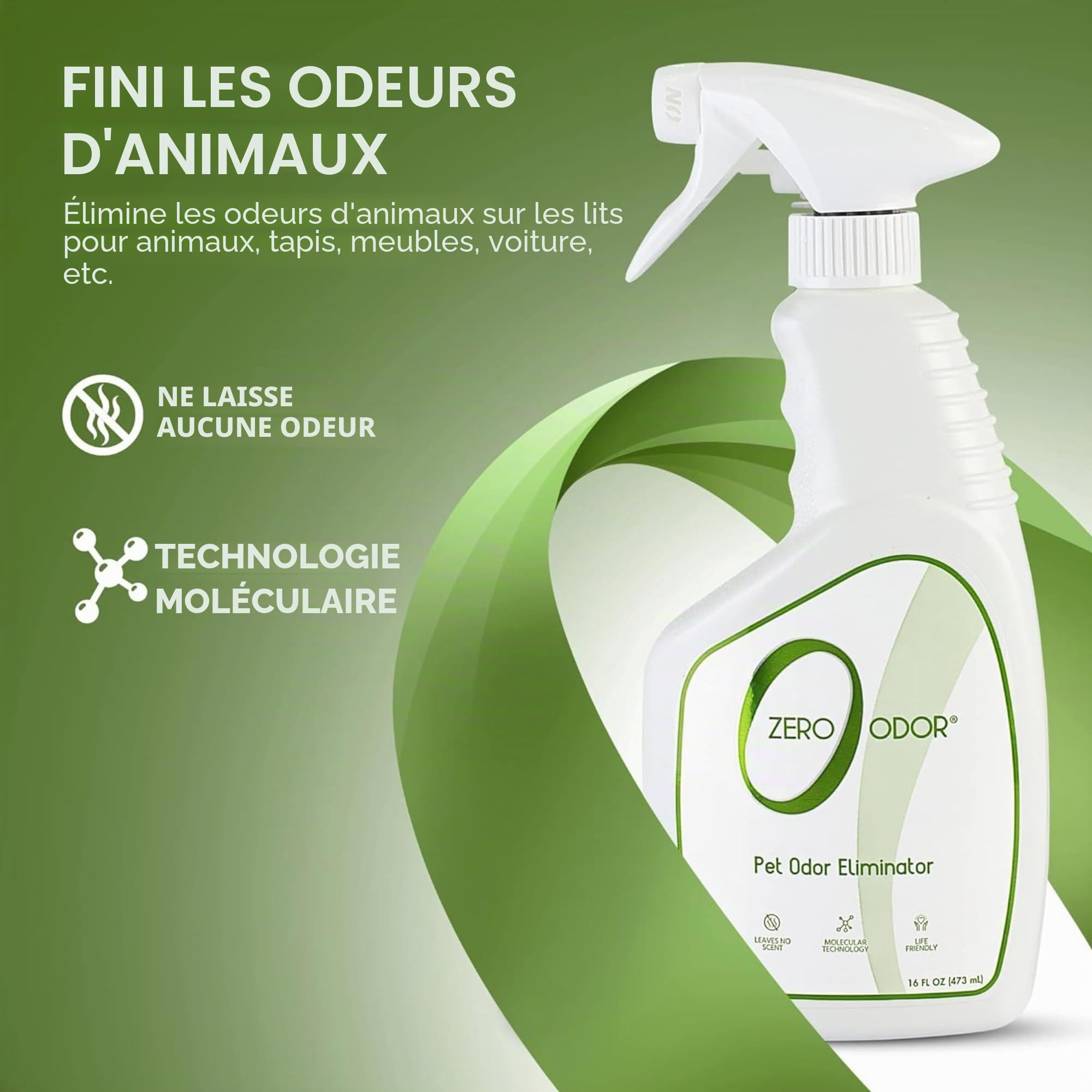 Zero Odor Éliminateur d'odeurs d'animaux de compagnie – Purificateur d'air, purificateur et désodorisant – Plus qu'un désodorisant – Élimine réellement les odeurs au niveau moléculaire – Pulvérisateur