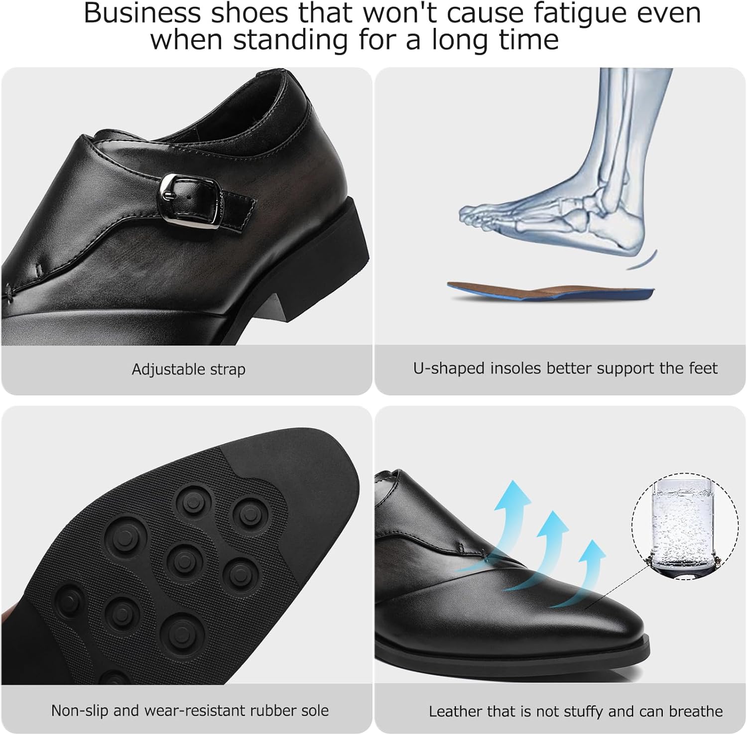 SANNAX Monk Strap Men’s Dress Loafer Shoes Plain Toe Classic Oxfords Shoes for Formal Business Wedding - Image 5