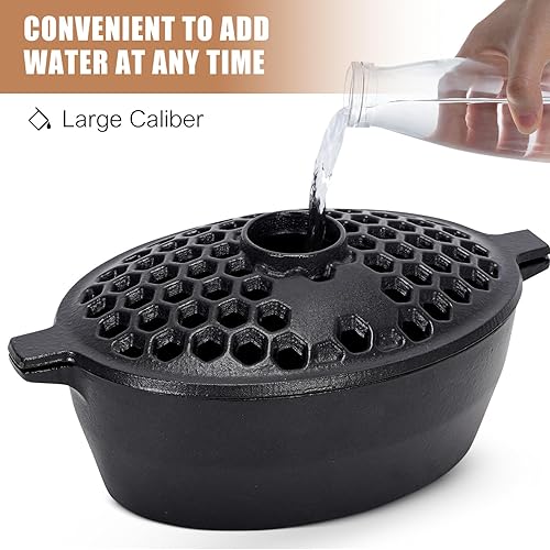 Miniatura 5 de G GOOD GAIN Vaporizador de estufa de leña, humidificador de estufa de hierro fundido con parte superior de apertura grande  Olla ovalada para