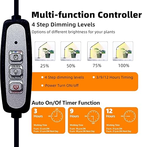 Miniatura 2 de Luz de crecimiento de escritorio para plantas de interior con temporizador, luz flexible de cuello de cisne de 28.7 pulgadas para escritorio, 4