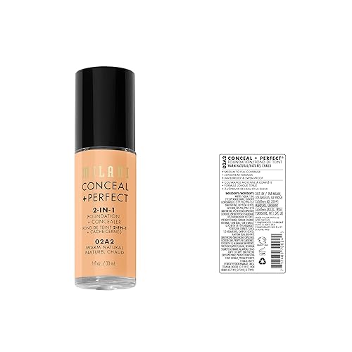 Miniatura 5 de Milani - Conceal + Perfect - Base y corrector 2 en 1, tono Tan, (1 onza líquida) Base líquida no testada en animales cubre ojeras, imperfecciones y