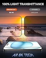 Vista 6 de DIMONCOAT Paquete de 4 protectores de pantalla para iPhone 15 kit de alineación automática vidrio templado 10X protección militar compatible