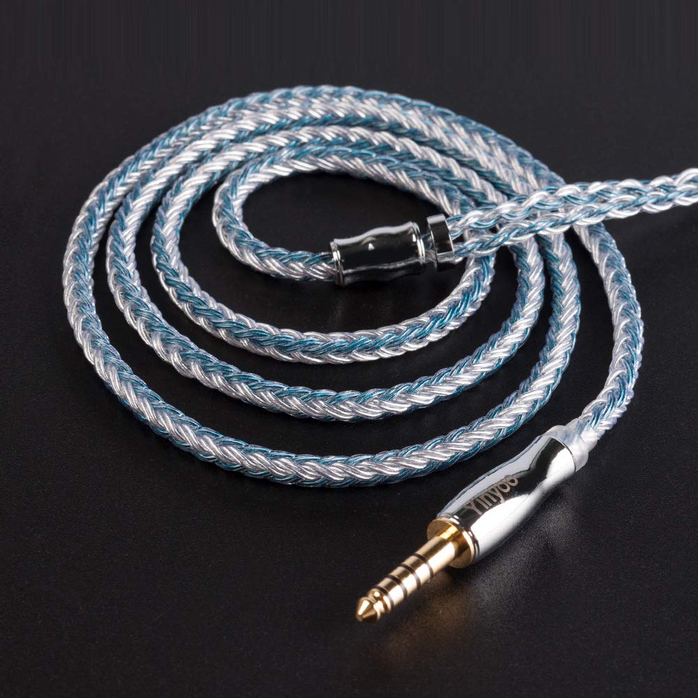 YINYOO Replacement Earbuds Cable 16 Core High Purity Silver Plated for ZSX ZS10 PRO AS16 ZSN AS12 ZSN PRO KBEAR KB10 KB06 CCA CA4 C12 A10(for QDC, 4.4mm Audio Jack)